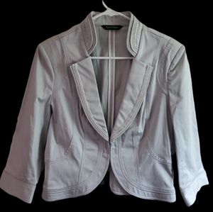 White House Black Market Women's Grey Embellished Cotton Blazer